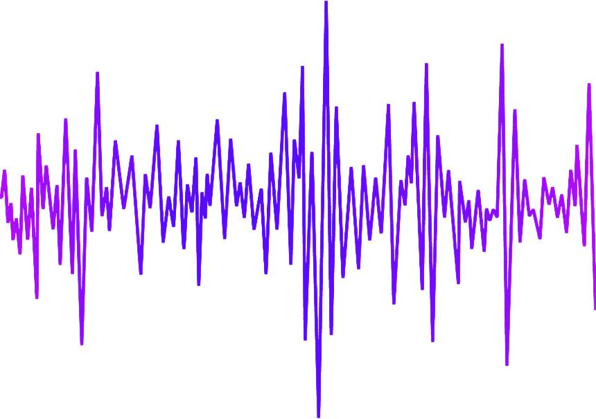 Purple waveform with varying amplitudes on white background.